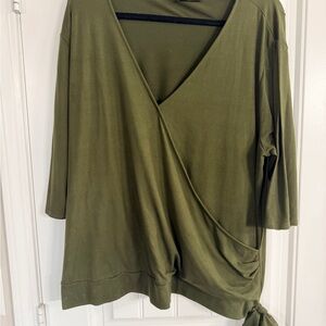 Elegant Olive Women's Wrap Blouse